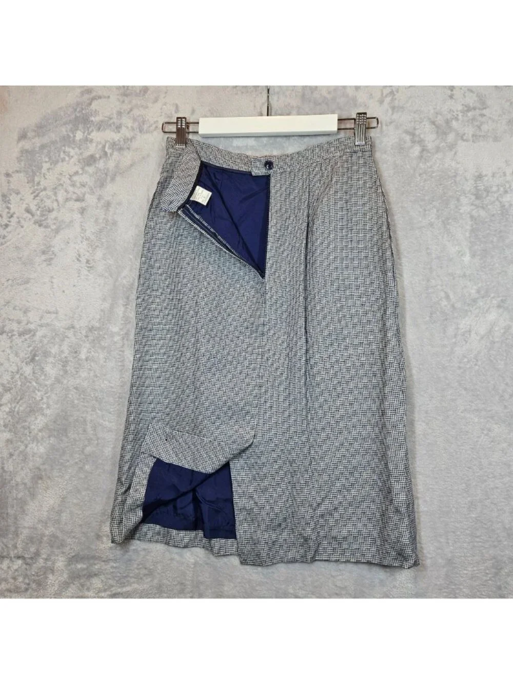 Bankers Club skirt suit Womens 8 black white tweed jacket midi skirt career